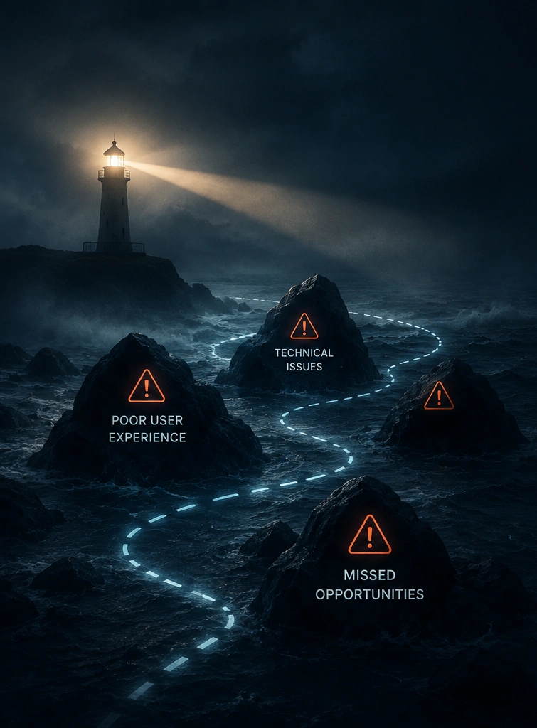Website obstacles and technical issues blocking business growth
